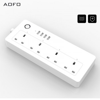 AOFO WiFi Power strip UK standard  100-240V 13A rated smart extension socket alexa and google home Tuya App USB