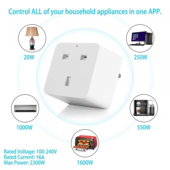 Smart UK Plug WiFi control Socket Timer Switch outlet 16A Power Energy Monitoring Voice control Work with Alexa and Google IFTTT