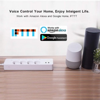 WiFi Smart Power Strip,Intelligent Plug,Wireless Timer,Remote Control by Smartphone for Android/iOS/Google Home/Amazon Alexa