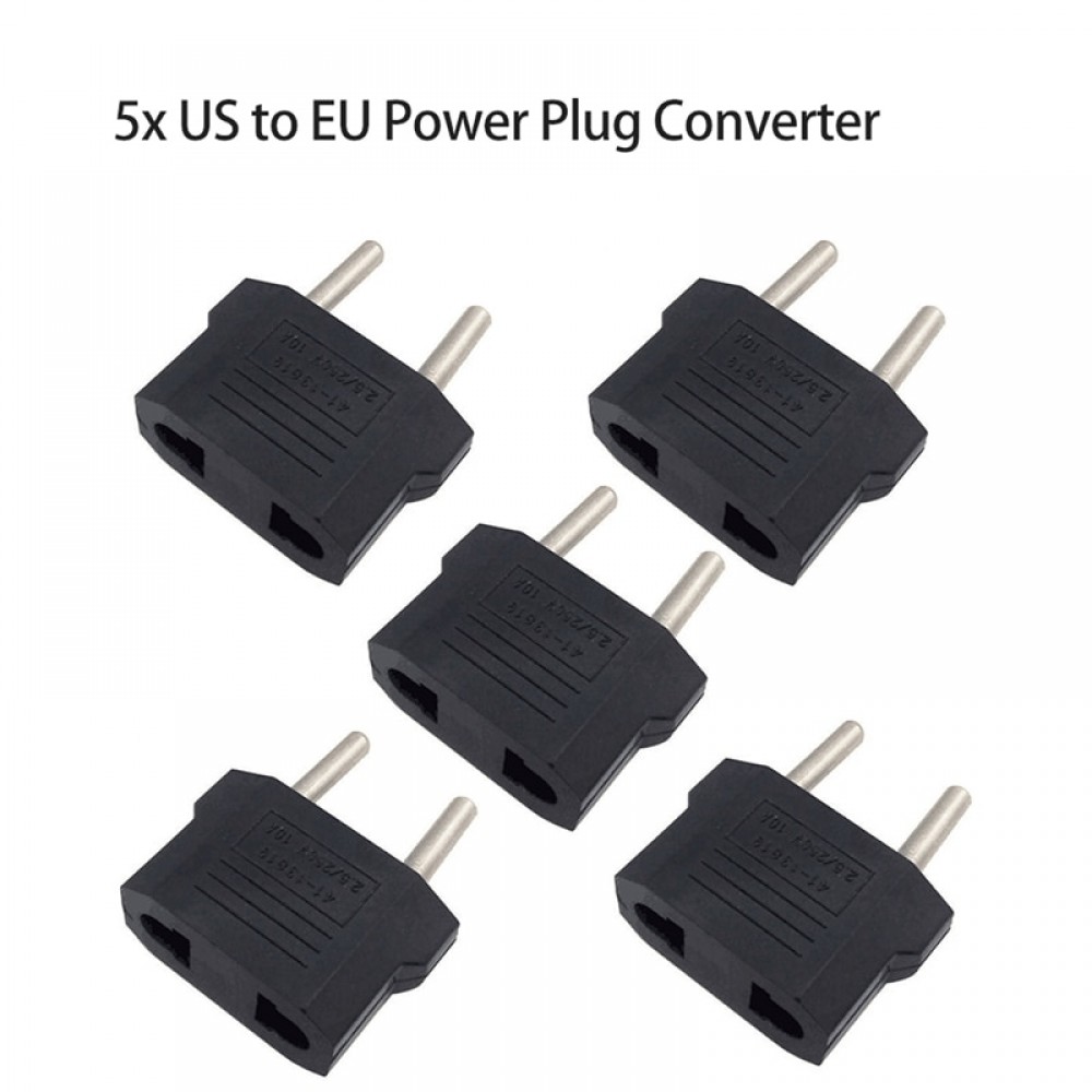 5pcs/lot US to EU Charger Plug Conversion Plug AC Power Converter Round Pin Socket Travel Adapter Mobile Charger Plug Adapter