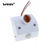 Kebidu Automatic Human Body Infrared IR Sensor LED Bulb Light E27 Base PIR Motion Detector Wall Lamp Holder Socket AC 110V 220V