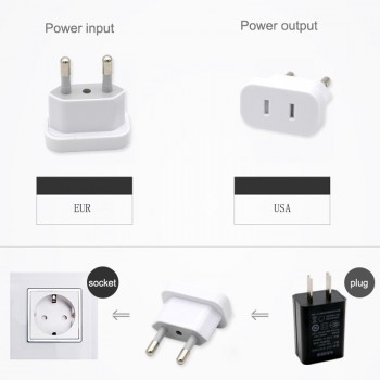 1PC US To EU Plug USA To Europe Travel Wall AC Power Plug Safety Door Design Charger Outlet Adapter Converter 2 Round Pin Socket