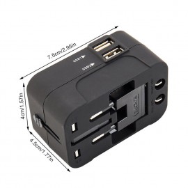 Newly World Wide Universal Travel Adapter US/EU/UK/AU Multi Plug Charger With Dual USB 2 Ports