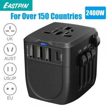 2400W International Travel Power Adapter, Universal 1 Smart Type-Camp;3 USB All in One Power Plug Adapter for High Power Appliances