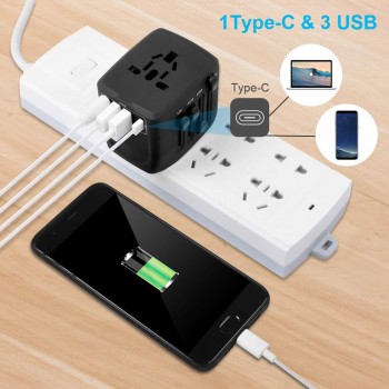 2400W International Travel Power Adapter, Universal 1 Smart Type-Camp;3 USB All in One Power Plug Adapter for High Power Appliances