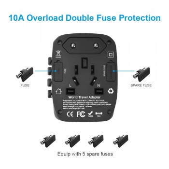 2400W International Travel Power Adapter, Universal 1 Smart Type-Camp;3 USB All in One Power Plug Adapter for High Power Appliances
