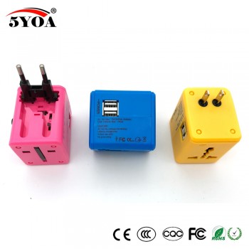 Universal Travel Adapter Electric Plugs Sockets Converter US AU UK EU with Dual USB Charging 2.1A Electrical Power Plug European