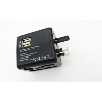 Universal Travel Adapter Electric Plugs Sockets Converter US AU UK EU with Dual USB Charging 2.1A Electrical Power Plug European