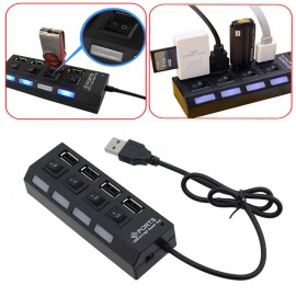 4 Port USB 2.0 Multi Charger Hub USB Splitter Cable Adapter 4 Slots USB2.0 High Speed Power ON/OFF Switch for Laptop PC Tablet