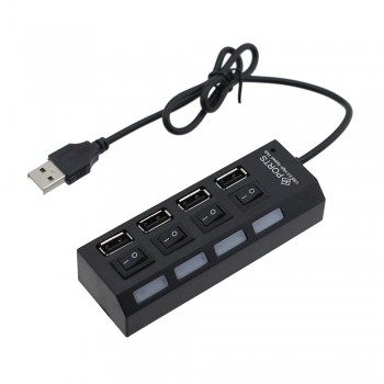 4 Port USB 2.0 Multi Charger Hub USB Splitter Cable Adapter 4 Slots USB2.0 High Speed Power ON/OFF Switch for Laptop PC Tablet