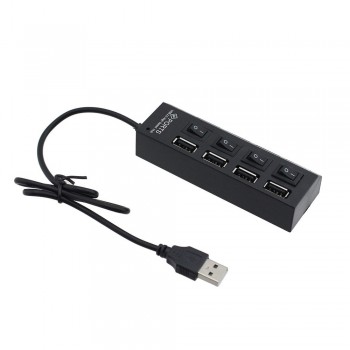 4 Port USB 2.0 Multi Charger Hub USB Splitter Cable Adapter 4 Slots USB2.0 High Speed Power ON/OFF Switch for Laptop PC Tablet