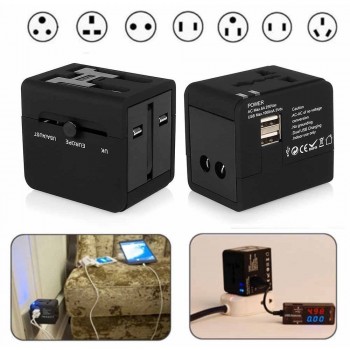 Universal worldwide travel adapter Plug with 2 USB 2.1A for 150 countries USA, Europe, UK, Australia, Japan Perfect for Laptops
