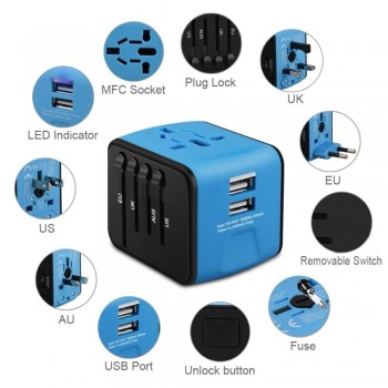YiJee Travel Adapter International Universal Power Charger US UK EU Plug Euro Travel Wall AC Power Adapter Converter