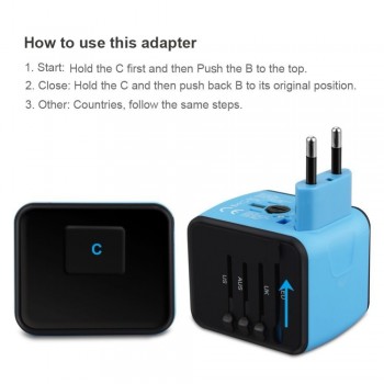 YiJee Travel Adapter International Universal Power Charger US UK EU Plug Euro Travel Wall AC Power Adapter Converter