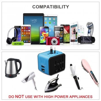 YiJee Travel Adapter International Universal Power Charger US UK EU Plug Euro Travel Wall AC Power Adapter Converter