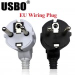 Black White 250v 10A EU universal detachable wiring power adaptor plug European elbow 2 pins power cord wiring male socket