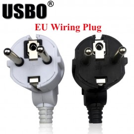 Black White 250v 10A EU universal detachable wiring power adaptor plug European elbow 2 pins power cord wiring male socket