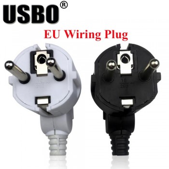 Black White 250v 10A EU universal detachable wiring power adaptor plug European elbow 2 pins power cord wiring male socket