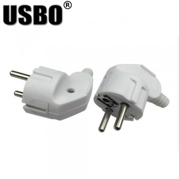 Black White 250v 10A EU universal detachable wiring power adaptor plug European elbow 2 pins power cord wiring male socket