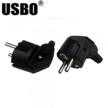 Black White 250v 10A EU universal detachable wiring power adaptor plug European elbow 2 pins power cord wiring male socket