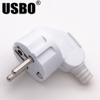 Black White 250v 10A EU universal detachable wiring power adaptor plug European elbow 2 pins power cord wiring male socket