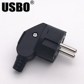 Black White 250v 10A EU universal detachable wiring power adaptor plug European elbow 2 pins power cord wiring male socket