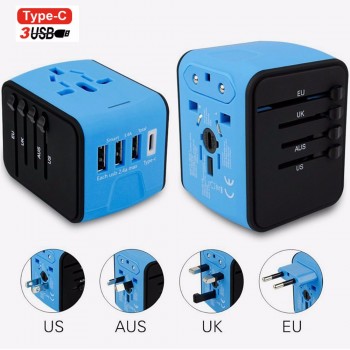 YiJee Universal Travel Adapter Electronic Plus Sockets 3.4A Fast Charging International Wall Charger Covers US/EU/AUS/UK