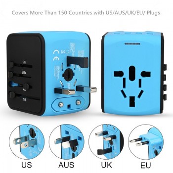 Universal Travel Adapter AC Power US Euro UK AU International Adaptor 3 USB+1Type C World Worldwide USB Plug Socket Converter
