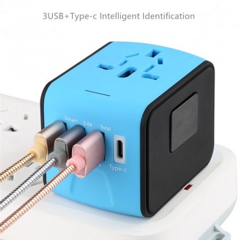 Universal Travel Adapter AC Power US Euro UK AU International Adaptor 3 USB+1Type C World Worldwide USB Plug Socket Converter