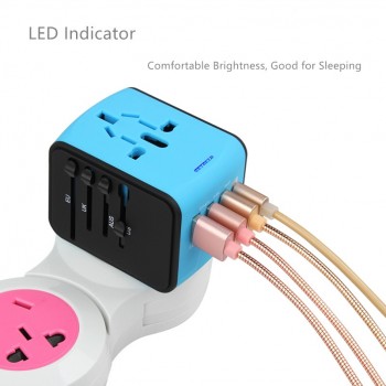 Universal Travel Adapter AC Power US Euro UK AU International Adaptor 3 USB+1Type C World Worldwide USB Plug Socket Converter