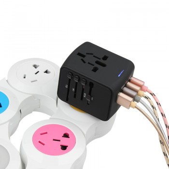 Travel Adapter International Universal Power Adapter All-in-one with 3.4A 4 USB Worldwide Wall Charger for UK/EU/AU/Asia
