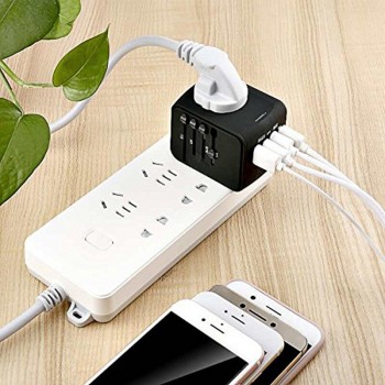 Travel Adapter International Universal Power Adapter All-in-one with 3.4A 4 USB Worldwide Wall Charger for UK/EU/AU/Asia