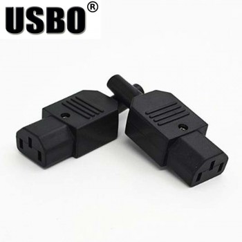 Wholesale Black IEC320-C13/C14 universal chassis power adaptor male female plug 10A 250V Rewireable AC socket mains convertor