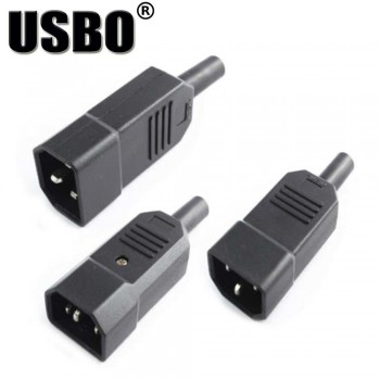 Wholesale Black IEC320-C13/C14 universal chassis power adaptor male female plug 10A 250V Rewireable AC socket mains convertor