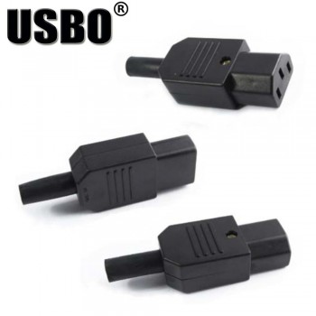 Wholesale Black IEC320-C13/C14 universal chassis power adaptor male female plug 10A 250V Rewireable AC socket mains convertor
