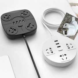 Power Strip 4 AC Outlets amp; 4 USB Outputs Wall Mount Electronic Smart Extension Socket Plug EU adapter Power Button
