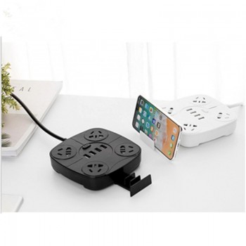 Power Strip 4 AC Outlets amp; 4 USB Outputs Wall Mount Electronic Smart Extension Socket Plug EU adapter Power Button