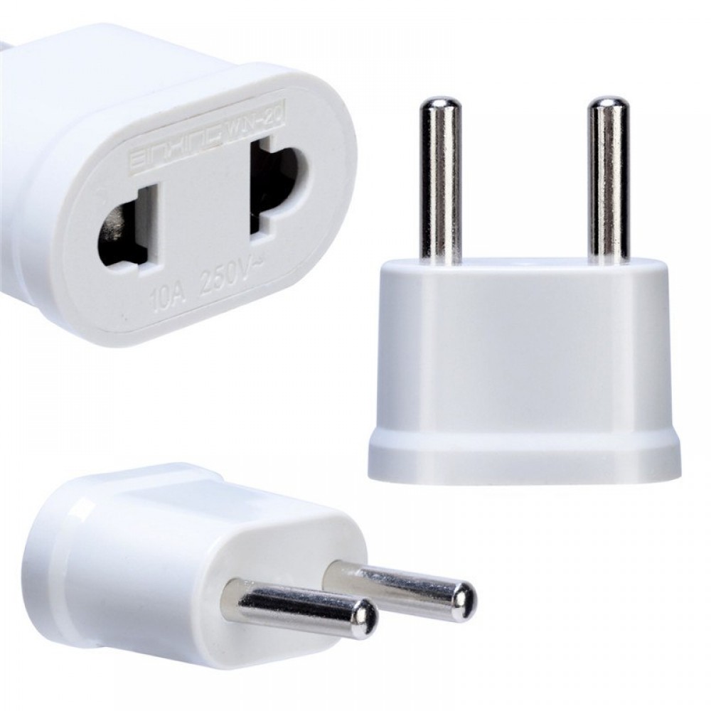 Mayitr New US USA to EU Europe Power Plug Adapter White AC Travel Power Converter Wall Charger