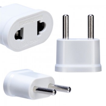 Mayitr New US USA to EU Europe Power Plug Adapter White AC Travel Power Converter Wall Charger