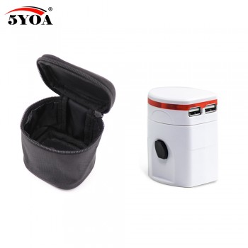 Universal Travel Adapter 2 USB Port with Quality Bag Electrical Power Plug Adapter US UK AU European Power Socket Charger