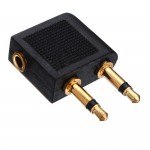 2 Pcs 3.5 mm Airline Airplane Alloy Plastic Earphone Headphone Headset Jack Audio Adapter Converts Plug