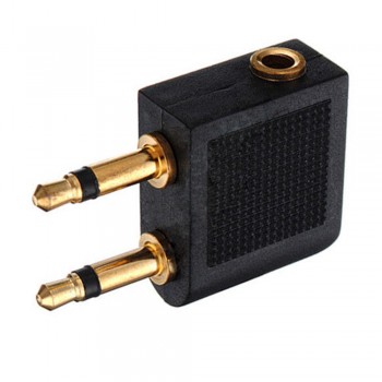 2 Pcs 3.5 mm Airline Airplane Alloy Plastic Earphone Headphone Headset Jack Audio Adapter Converts Plug
