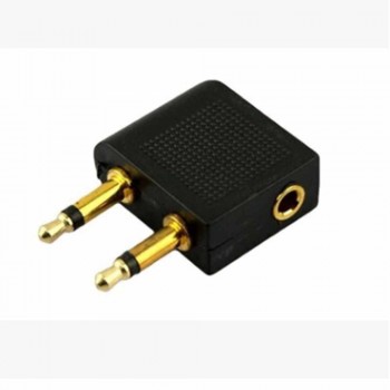 2 Pcs 3.5 mm Airline Airplane Alloy Plastic Earphone Headphone Headset Jack Audio Adapter Converts Plug