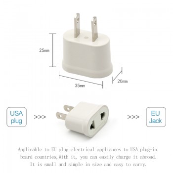 Hot Sale EU EURO Europe to USA US Travel Wall AC Power Mini Lightweight Plug Adapter Charger Outlet Converter 2 Pin Socket
