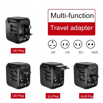 LONGET Universal Travel Adapter Auto Resetting Fuse baby safe design 5A 3 USB + 1typc c Worldwide Wall Charger for UK/EU/AU/Asia