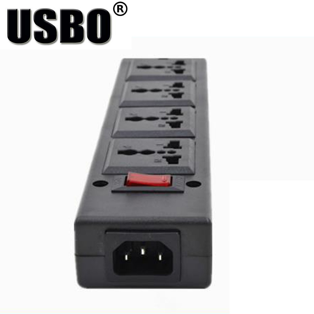 Black 250v 10a 4 jack Multifunction Universal power adaptor outlet PDU strip wiring board extension socket power cord converter