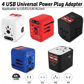 Travel Adapter International Universal Power Adapter All-in-one With 6A 4 USB Worldwide Wall Charger For UK/EU/AU/Asia