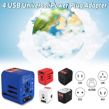 Travel Adapter International Universal Power Adapter All-in-one With 6A 4 USB Worldwide Wall Charger For UK/EU/AU/Asia
