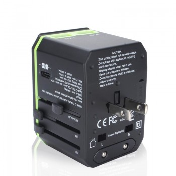 Universal Travel Adapter 33W Dual 2.4A USB Power Adapter with PD/QC 3.0 Quick Charging Power Adapter For UK EU AU