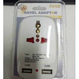 2 USB Charging Port All in One Universal Worldwide Travel Wall Charger AC Power UK Plug Adapter Adaptor